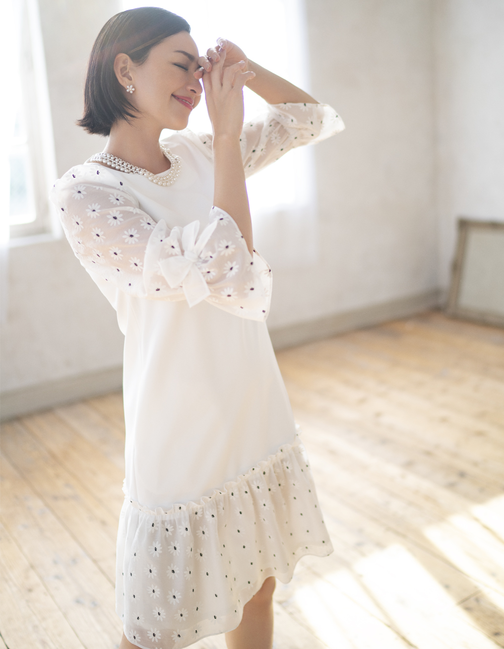 リボンxカメリアジャガードドレス | msgracy