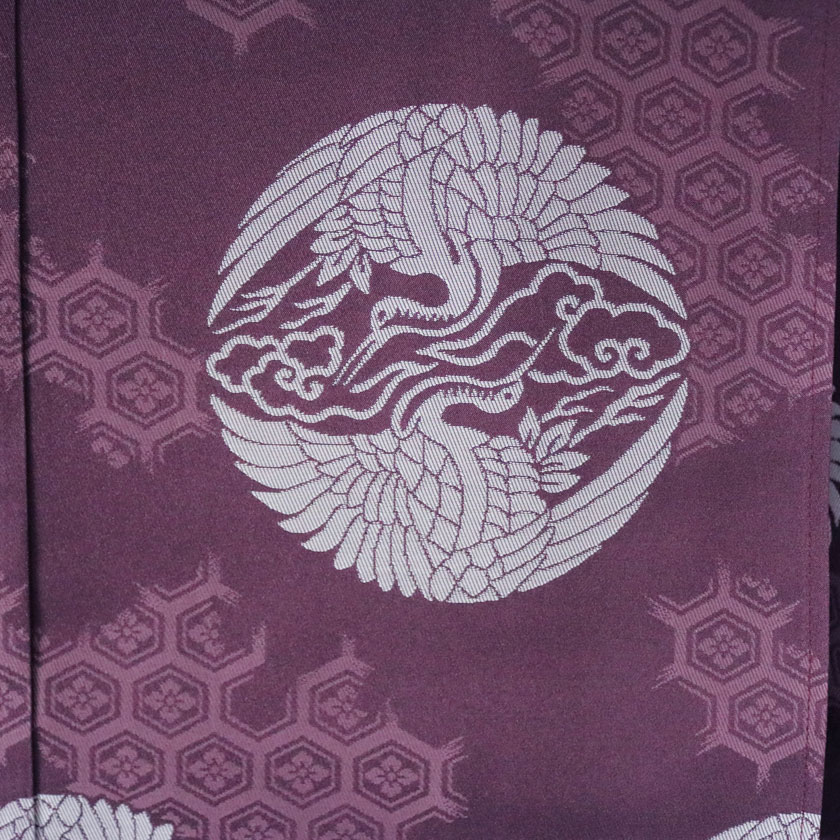 狩衣】狩衣 テトロン無双織 雲鶴紋 破れ亀甲 紫色