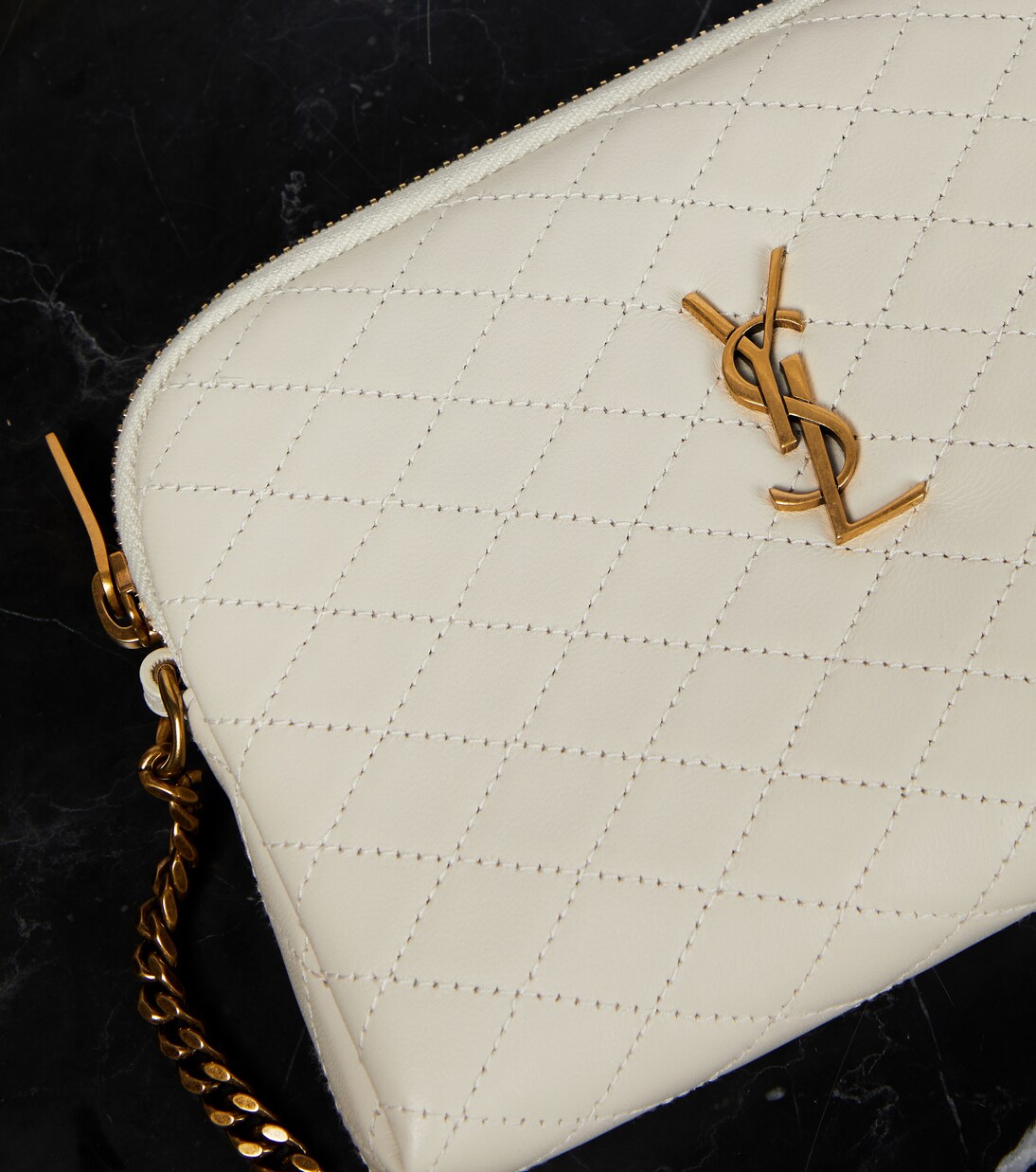 Gaby Small quilted leather shoulder bag in white - Saint Laurent