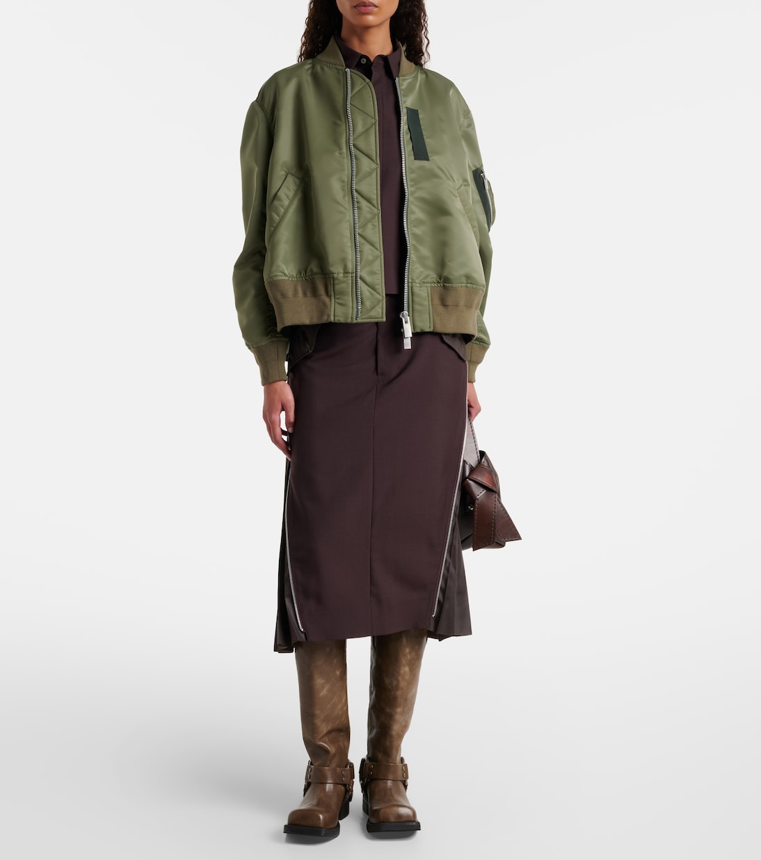 Nylon bomber jacket in green - Sacai | Mytheresa