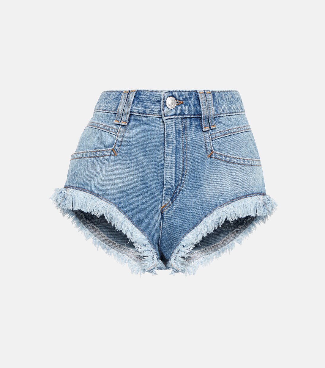 Eneidao fringe-trimmed denim shorts in blue - Marant Etoile
