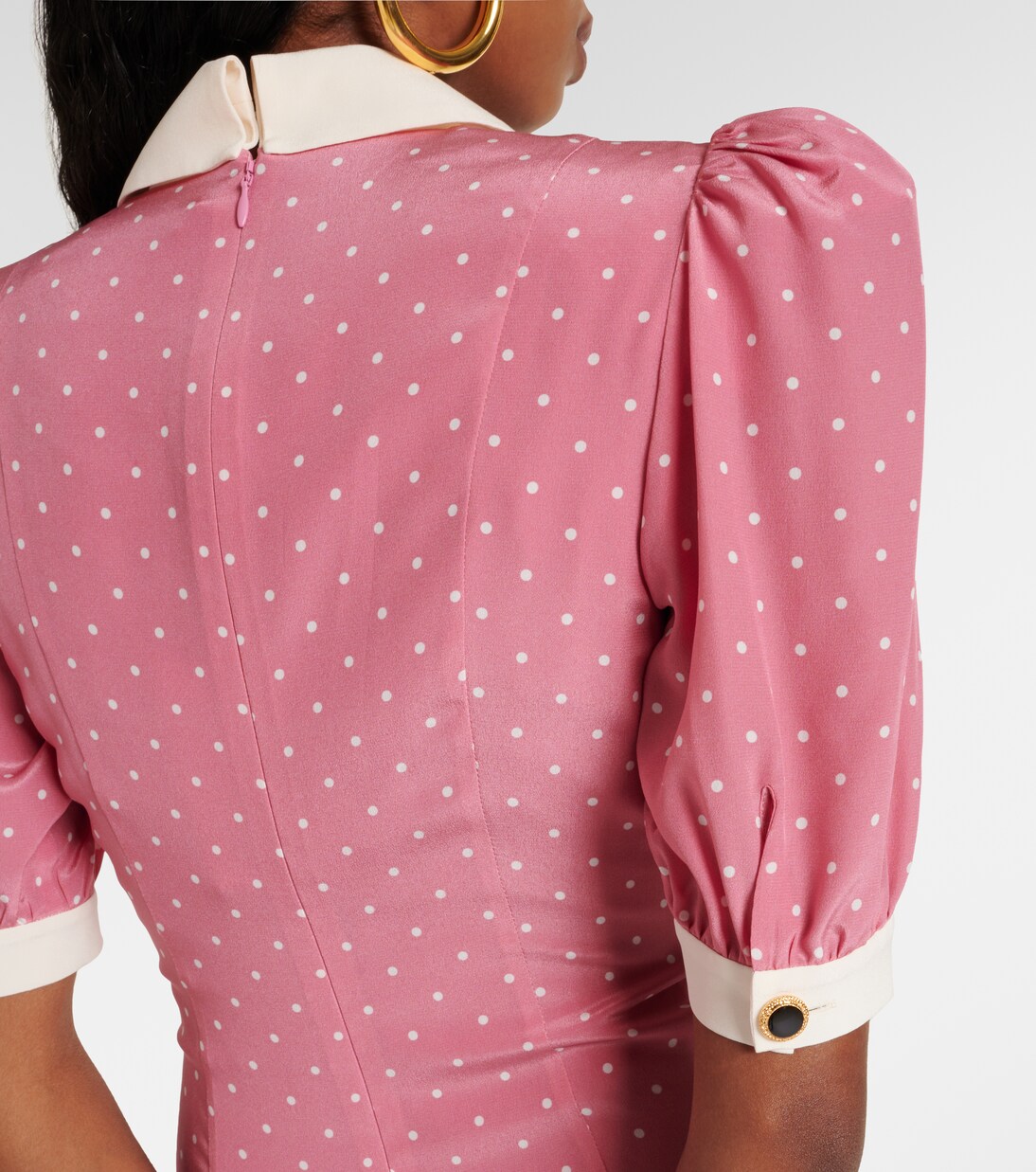 Bow-detail polka-dot silk maxi dress in pink - Alessandra Rich