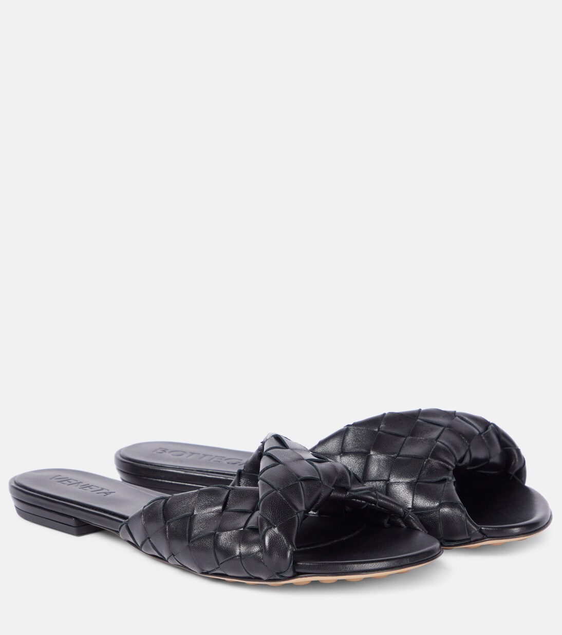 Blink Intrecciato leather slides in black - Bottega Veneta | Mytheresa