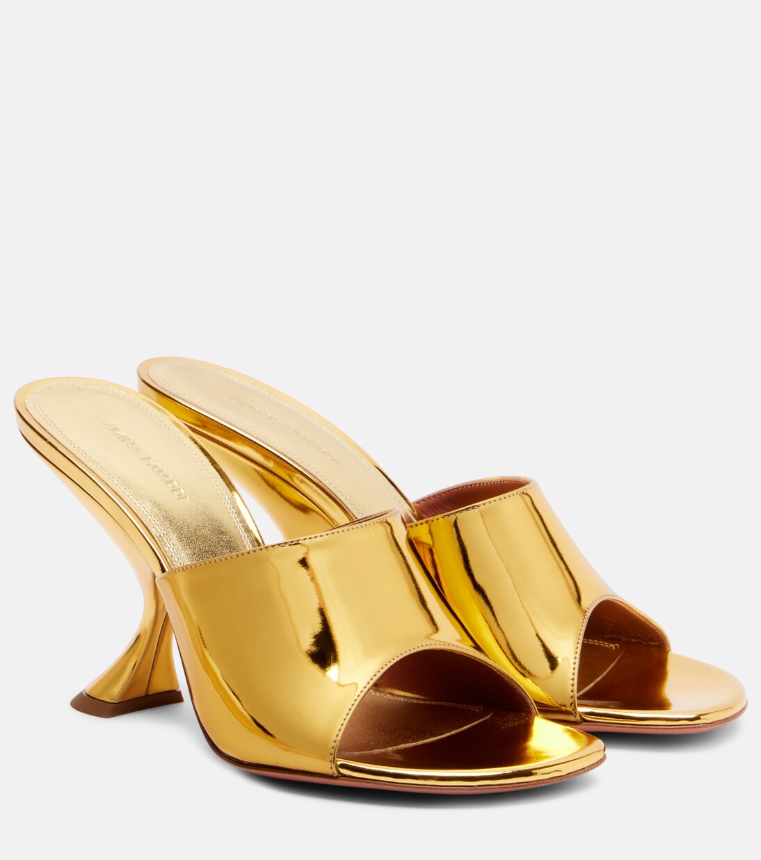 Taylor 90 leather mules in gold - Amina Muaddi | Mytheresa