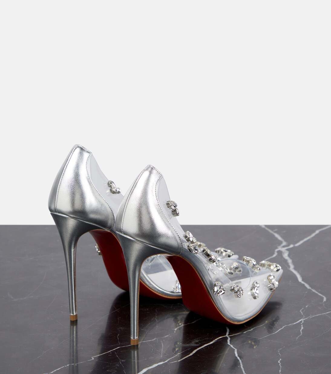 Degraqueen embellished PVC pumps in silver - Christian Louboutin