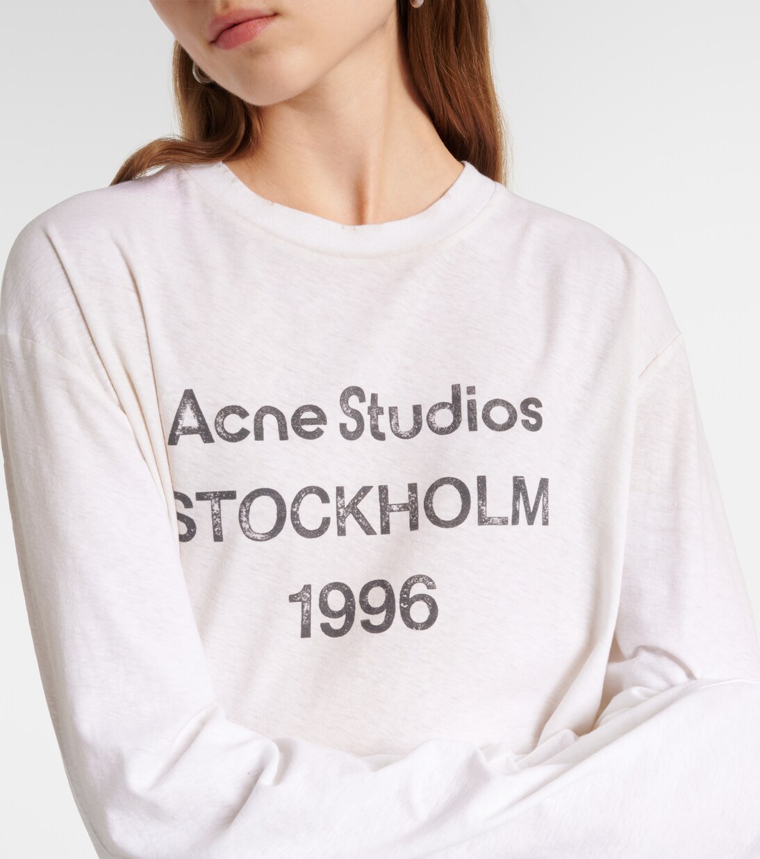 Logo oversized cotton-blend T-shirt in white - Acne Studios