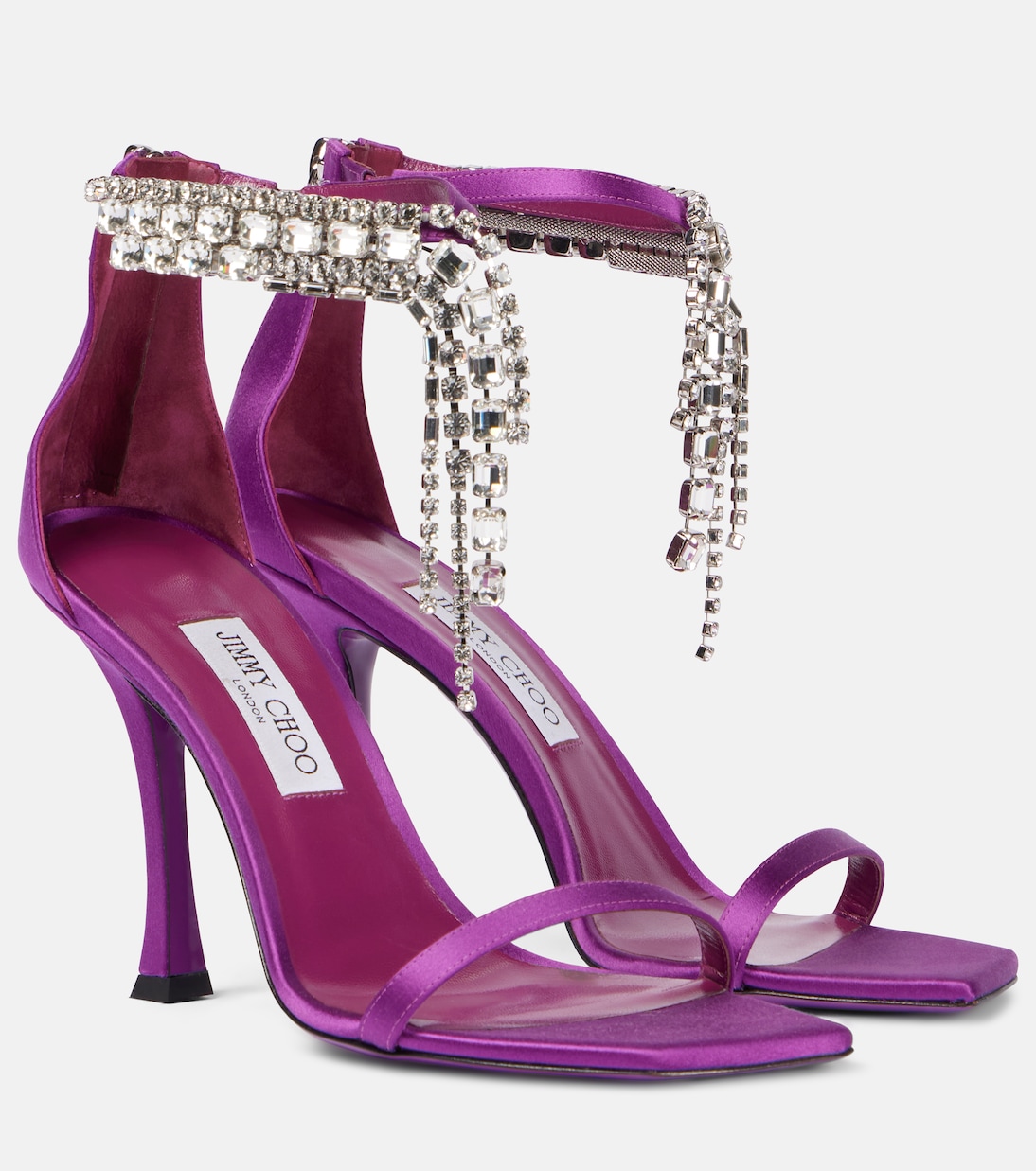 Verity 100 embellished satin sandals in purple - Jimmy Choo
