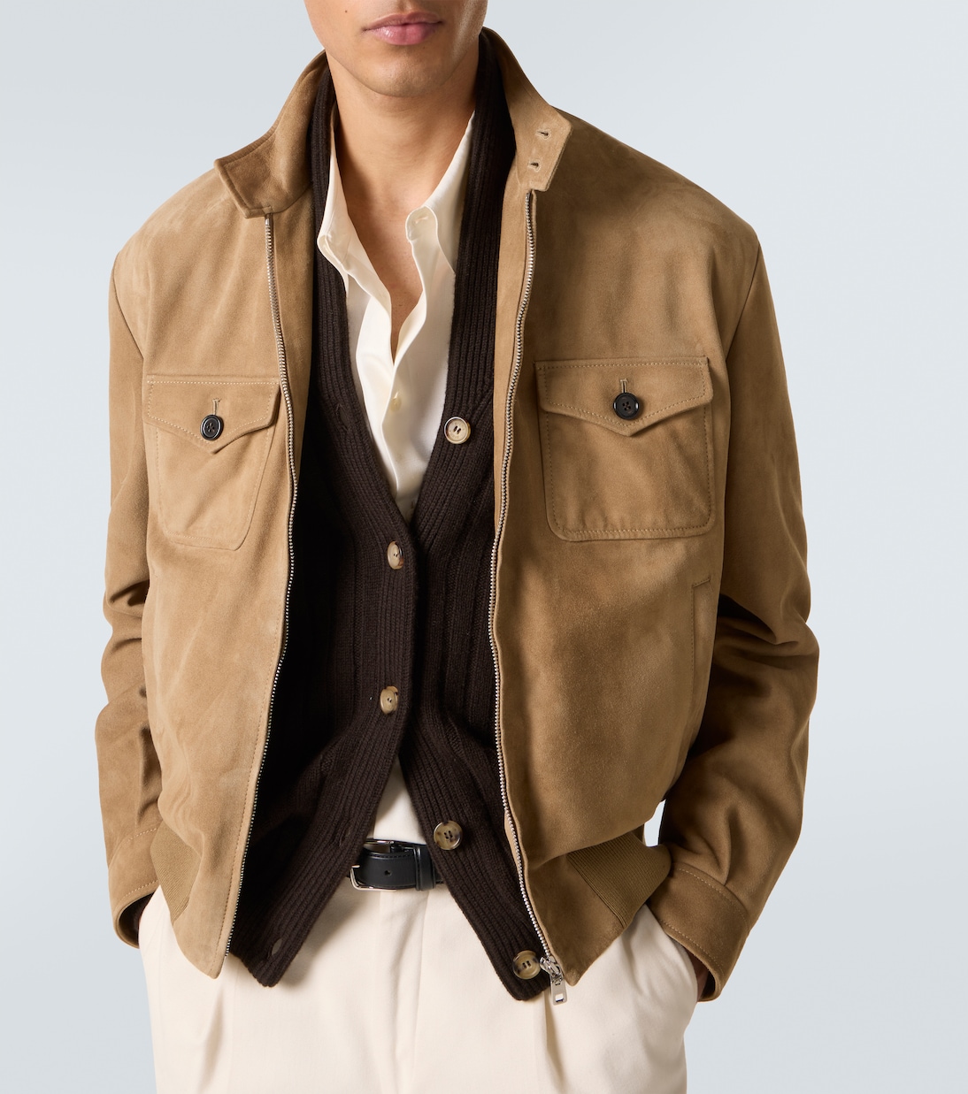 Suede bomber jacket in beige - Dolce Gabbana | Mytheresa