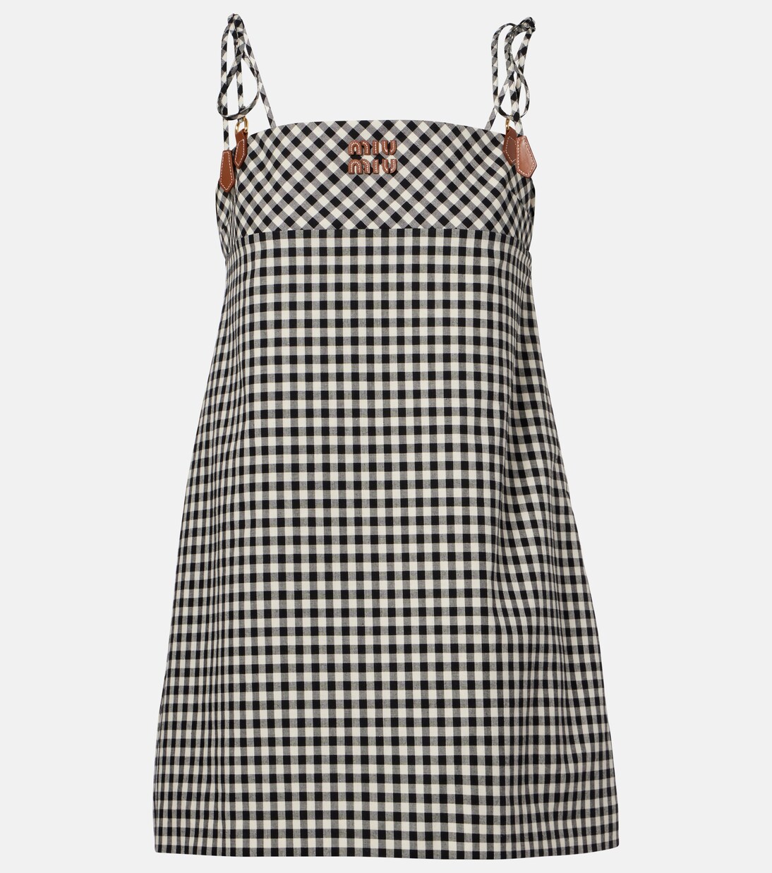 Gingham cotton minidress in black - Miu Miu | Mytheresa