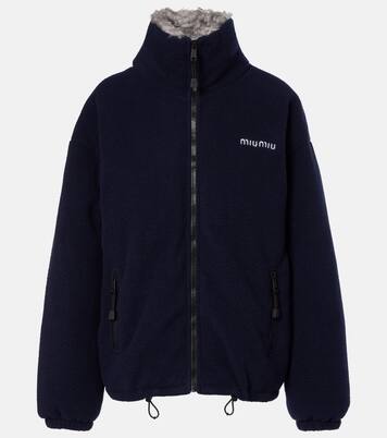 Down-filled fleece jacket in blue - Miu Miu | Mytheresa