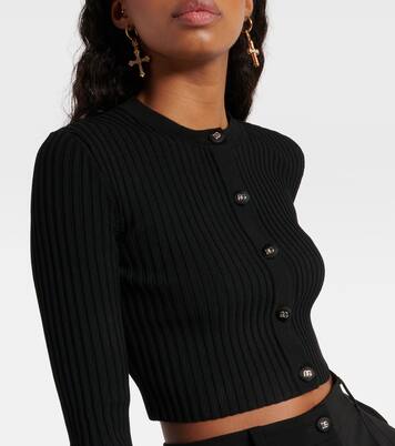 Ribbed-knit cropped cardigan in black - Dolce Gabbana | Mytheresa