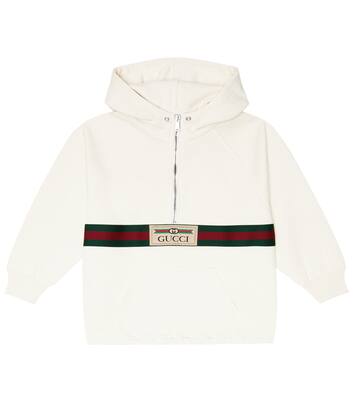Web cotton jersey hoodie in white - Gucci Kids | Mytheresa