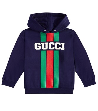 Web cotton jersey hoodie in white - Gucci Kids | Mytheresa
