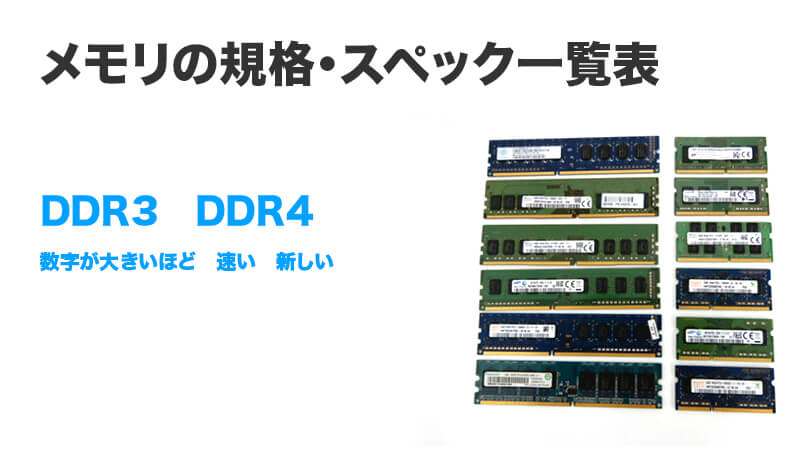 メモリのDDR3とDDR4の規格と互換性 一覧表
