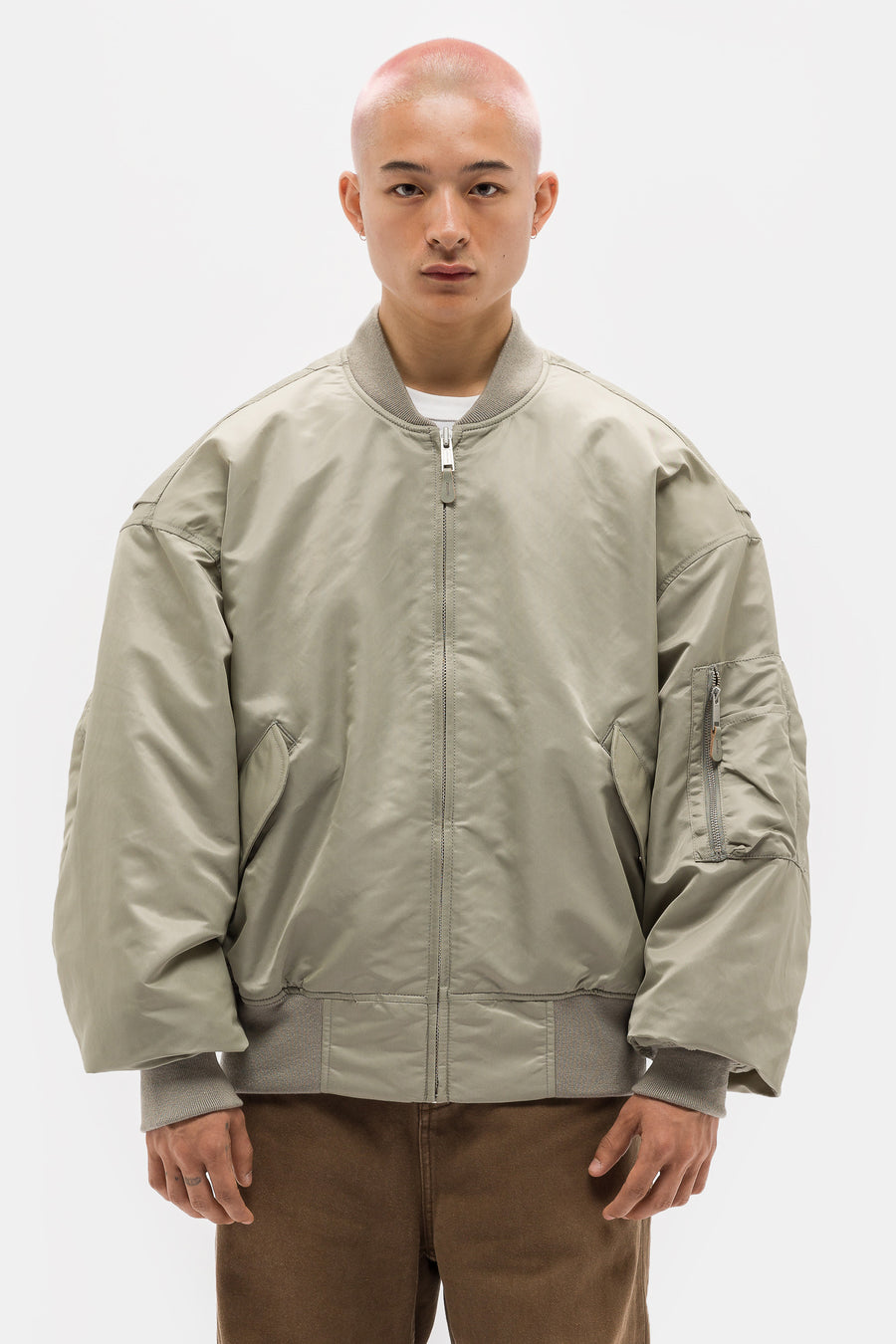 Entire Studios Broad Bomber Jacket in Light Olive