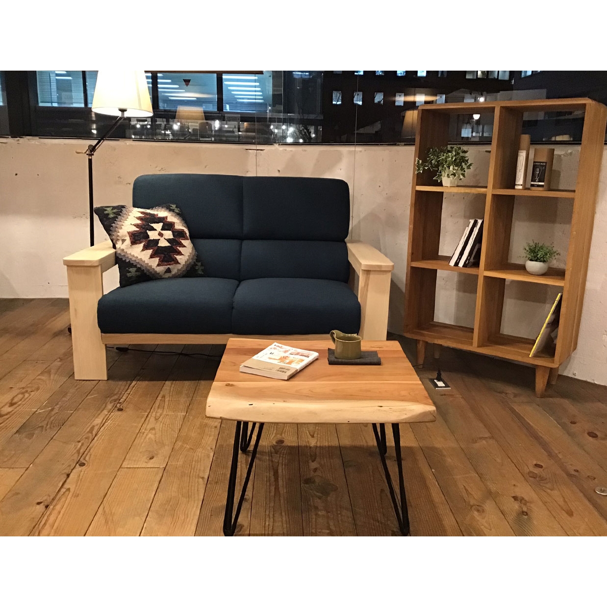 ソファNC779 2人掛け【送料・開梱設置無料】 ブラック/ナチュラル