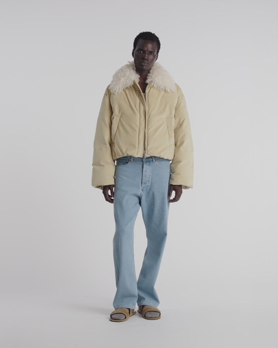 Zacharie - Alt-Suede and Faux-Fur Jacket - Beige/Creme – Nanushka