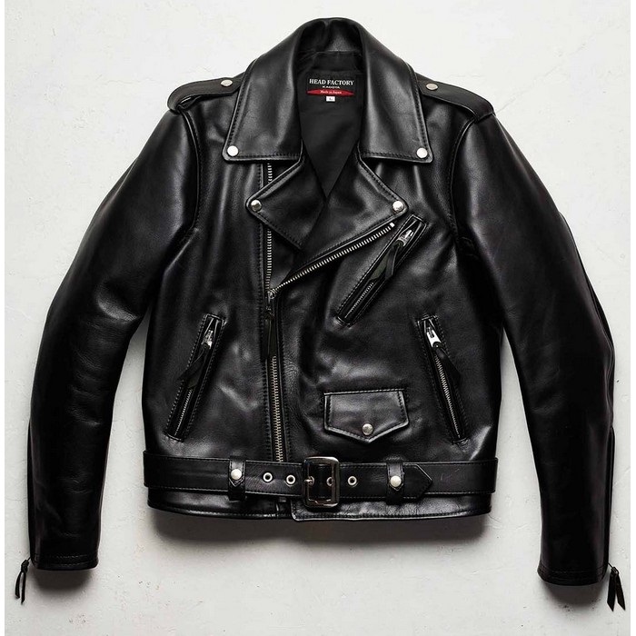 0702 HF/AW-1VS レザーダブルライダースジャケット ブラック｜レザー