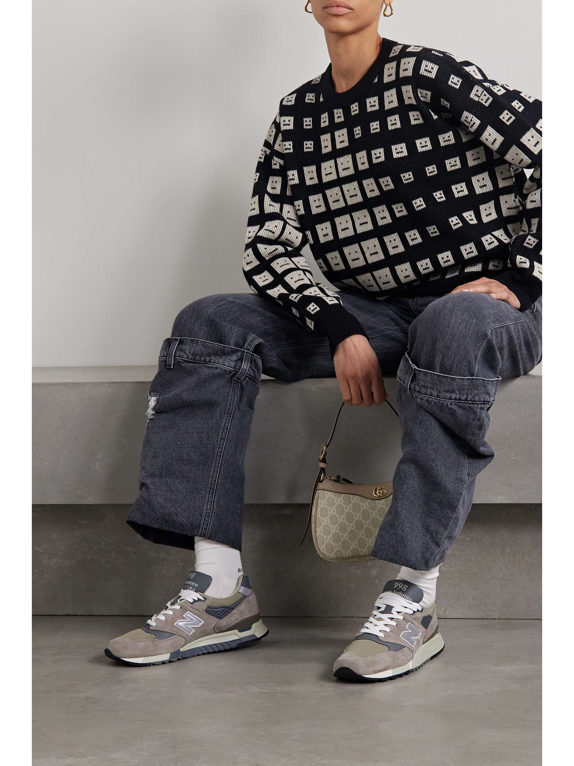 NEW BALANCE Made in USA 998 Core rubber-trimmed leather, mesh and