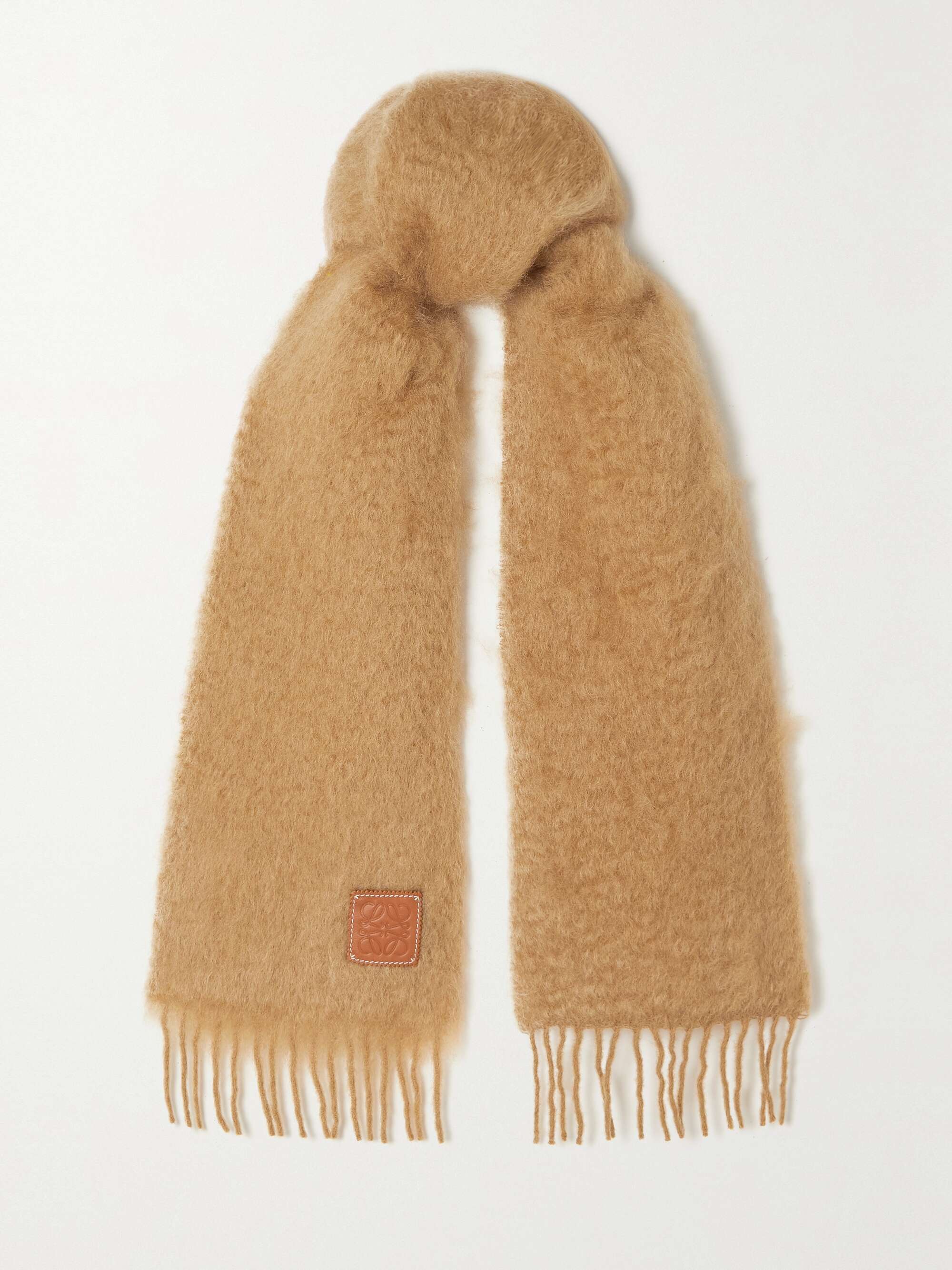 LOEWE Appliquéd fringed mohair-blend scarf | NET-A-PORTER