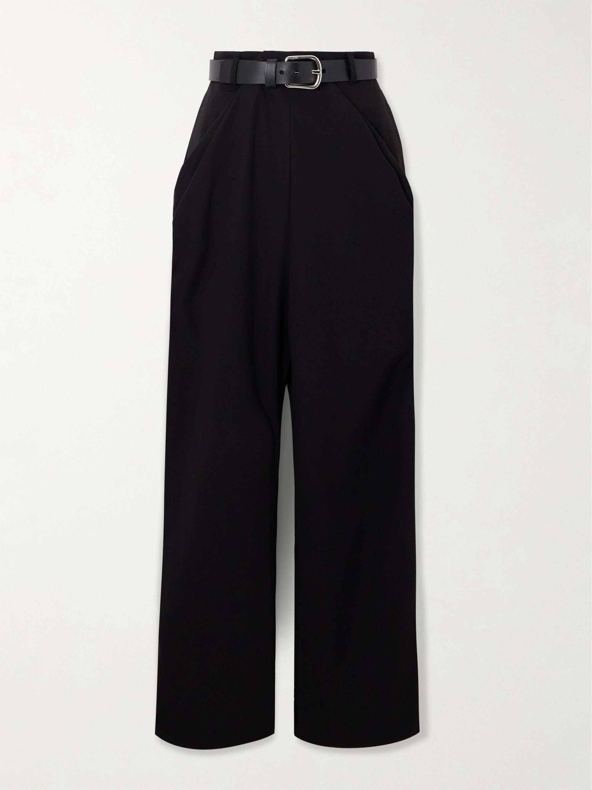 LOEWE Belted draped cotton-twill pants | NET-A-PORTER