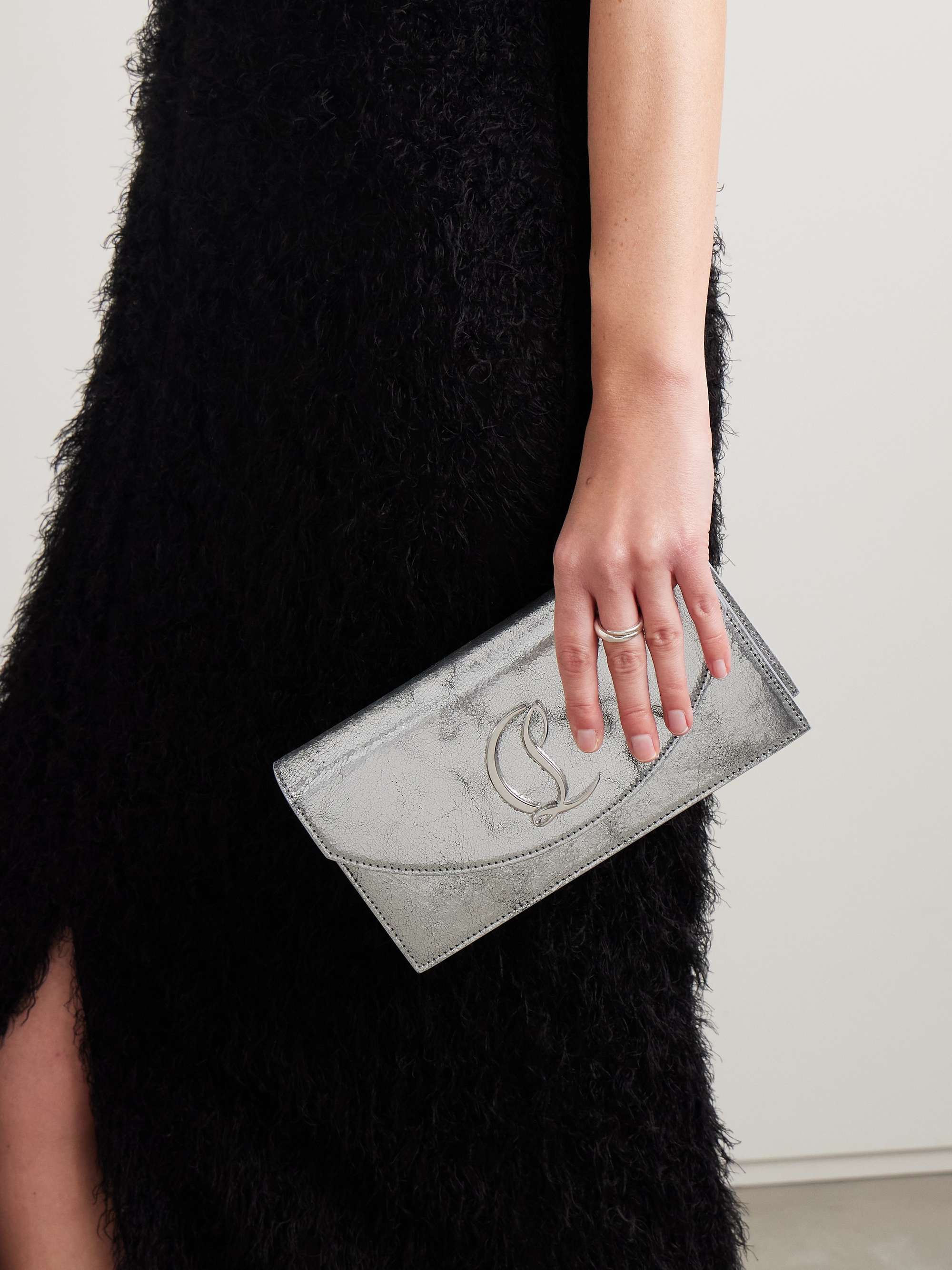 CHRISTIAN LOUBOUTIN Loubi54 embellished metallic cracked-leather