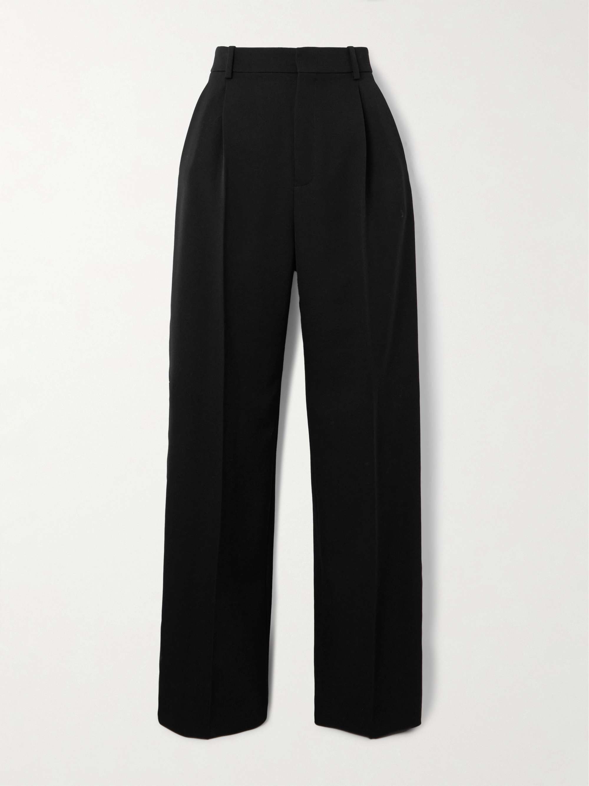 SAINT LAURENT Pleated grain de poudre wool straight-leg pants