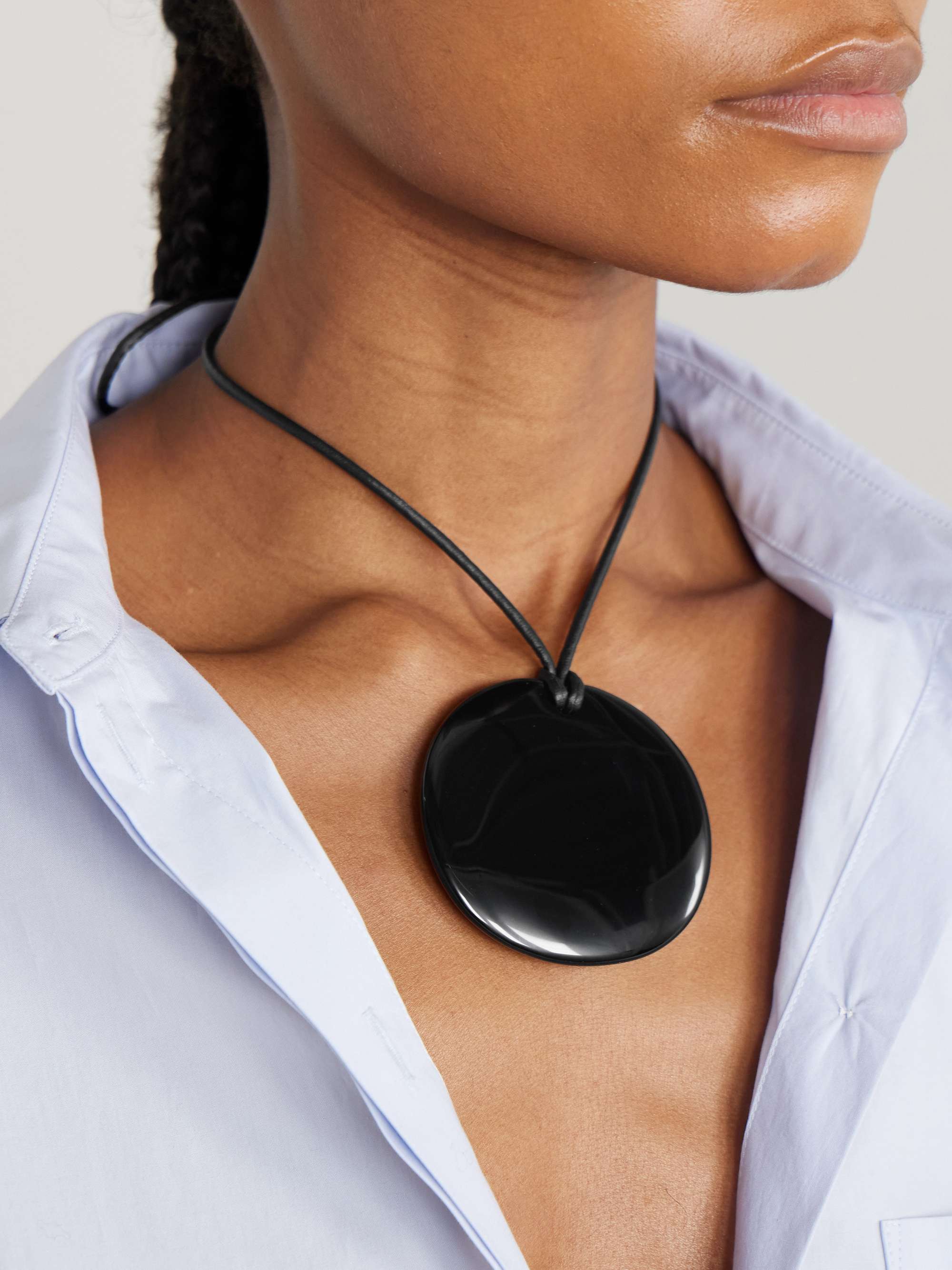 SOPHIE BUHAI Large Full Moon cord, onyx and silver necklace | NET