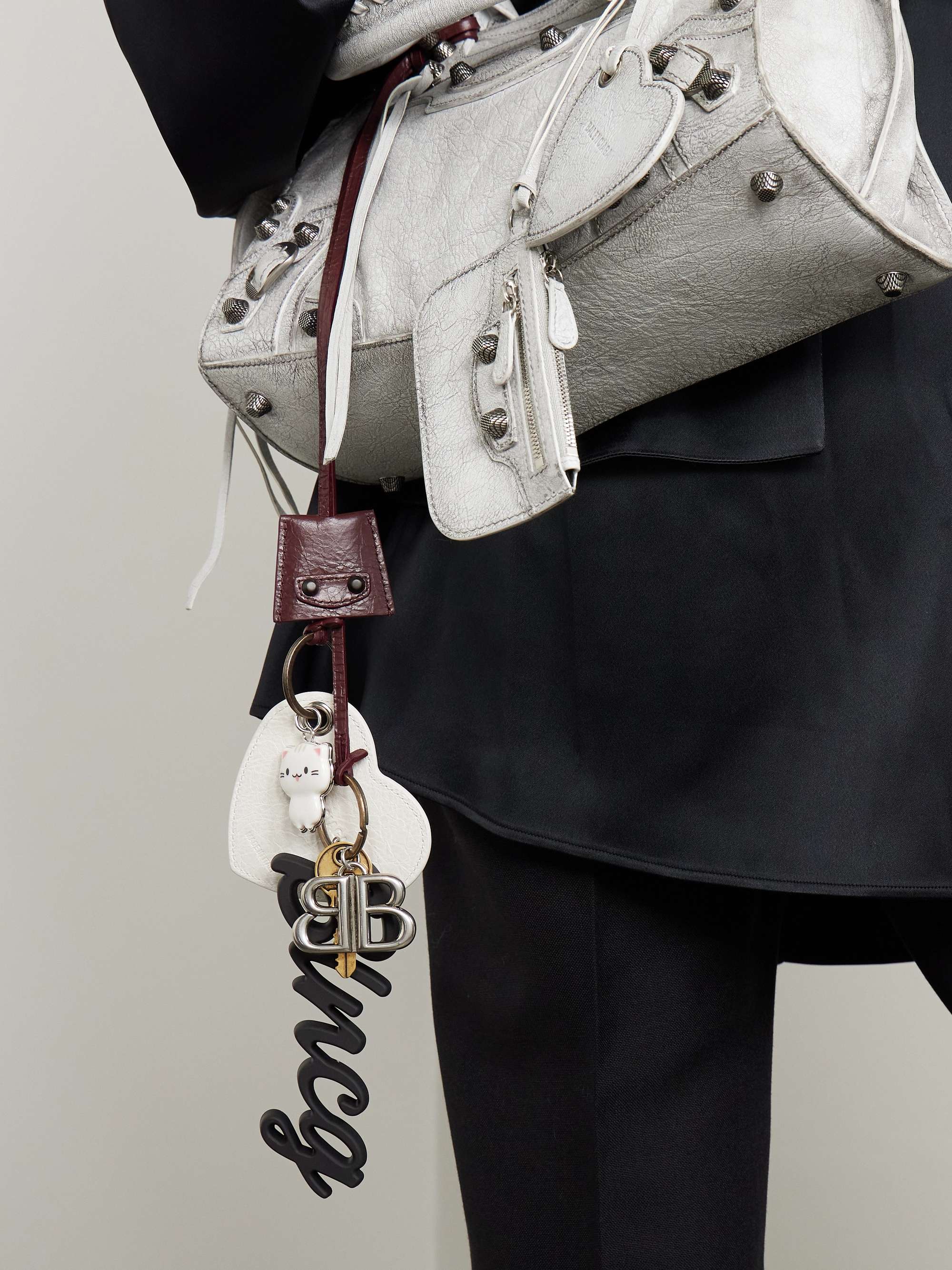 BALENCIAGA Le City embellished textured-leather, silver and gold