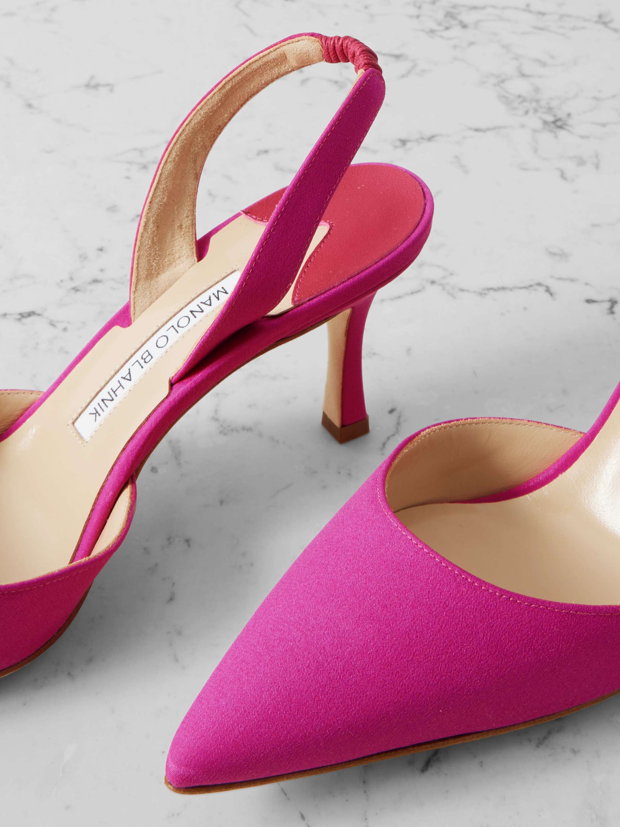 MANOLO BLAHNIK Carolyne 70 silk crepe de chine slingback pumps