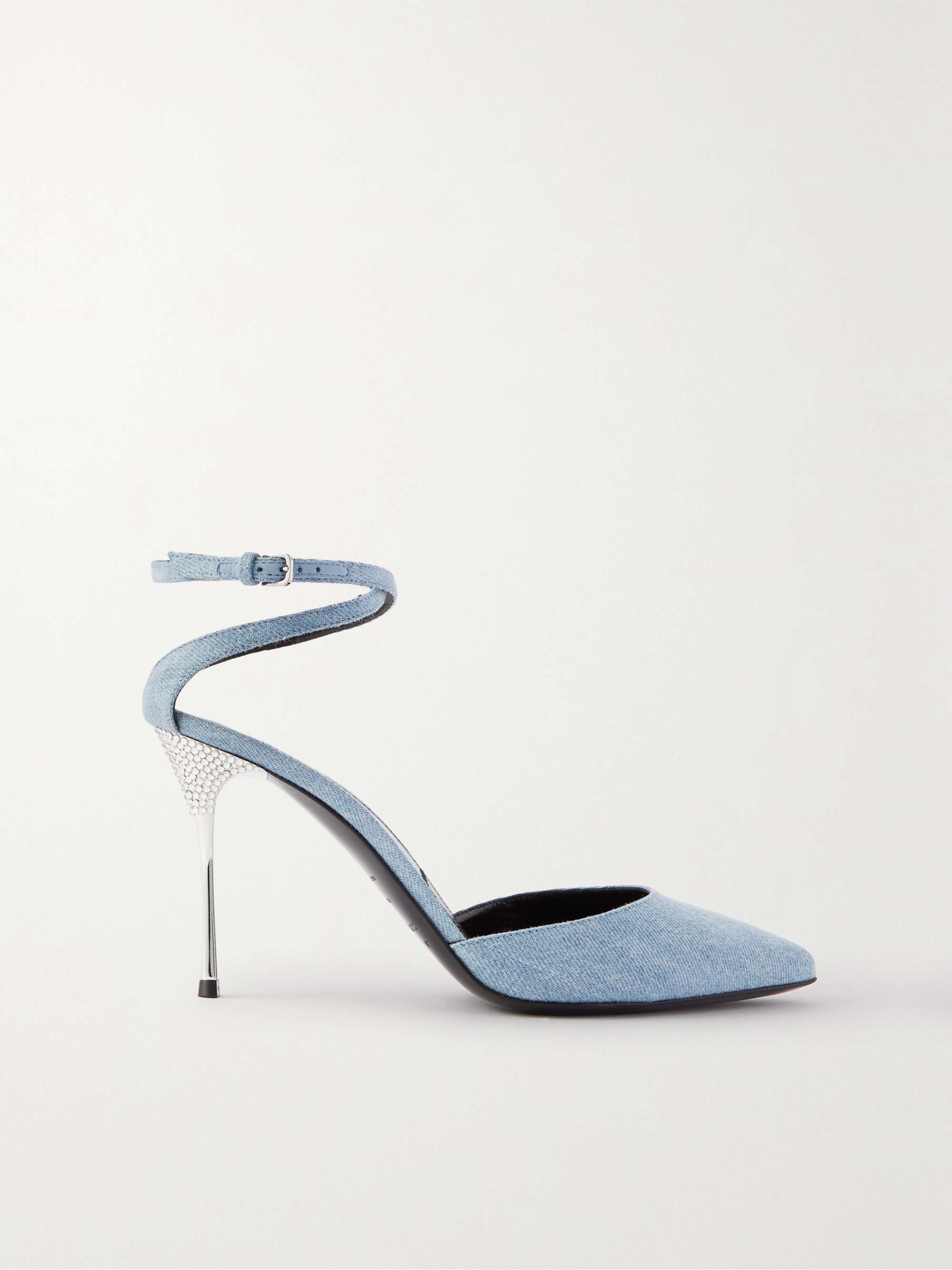 SERGIO ROSSI + AREA crystal-embellished denim pumps | NET-A-PORTER