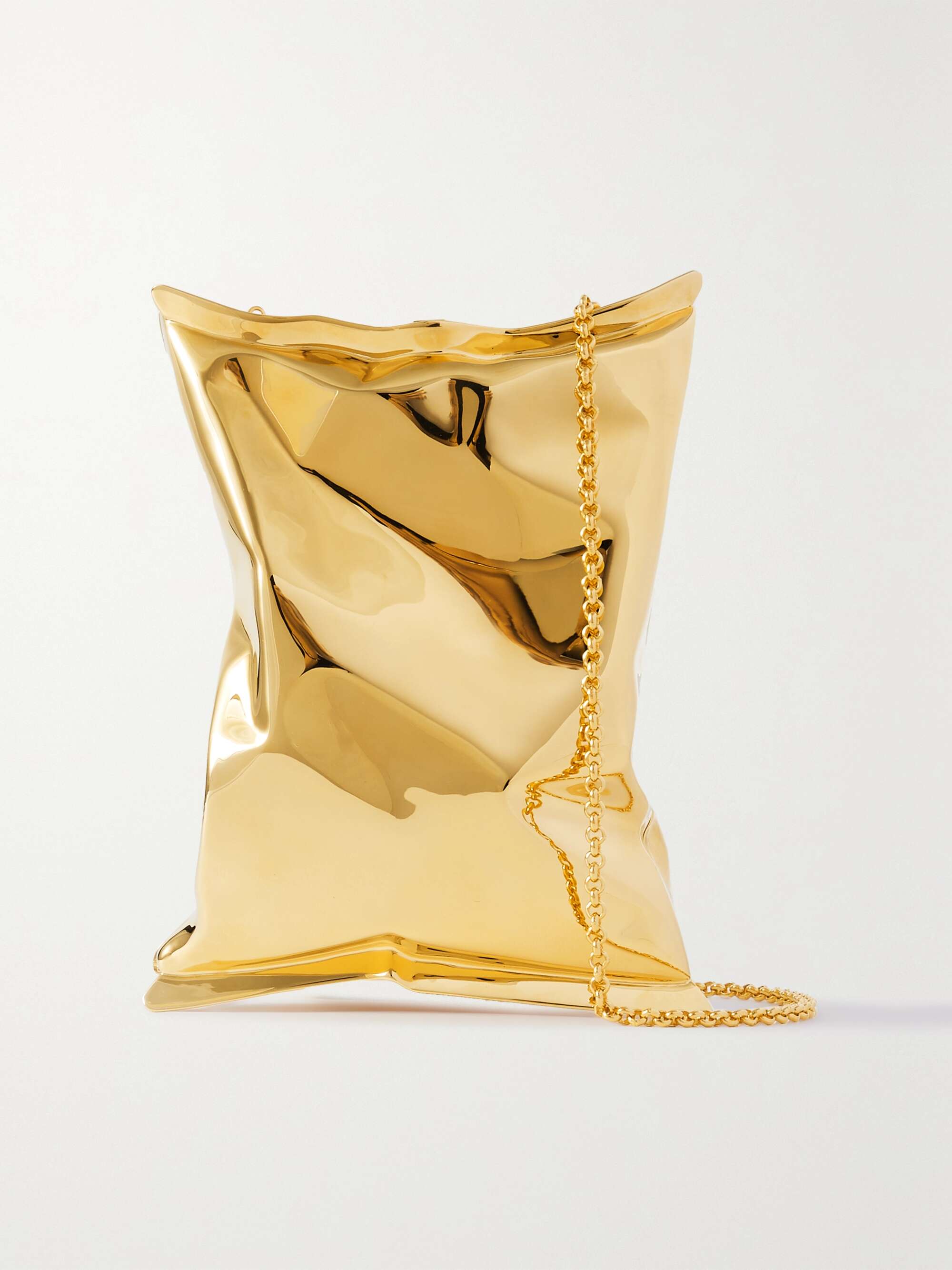 ANYA HINDMARCH Crisp Packet gold-tone clutch | NET-A-PORTER
