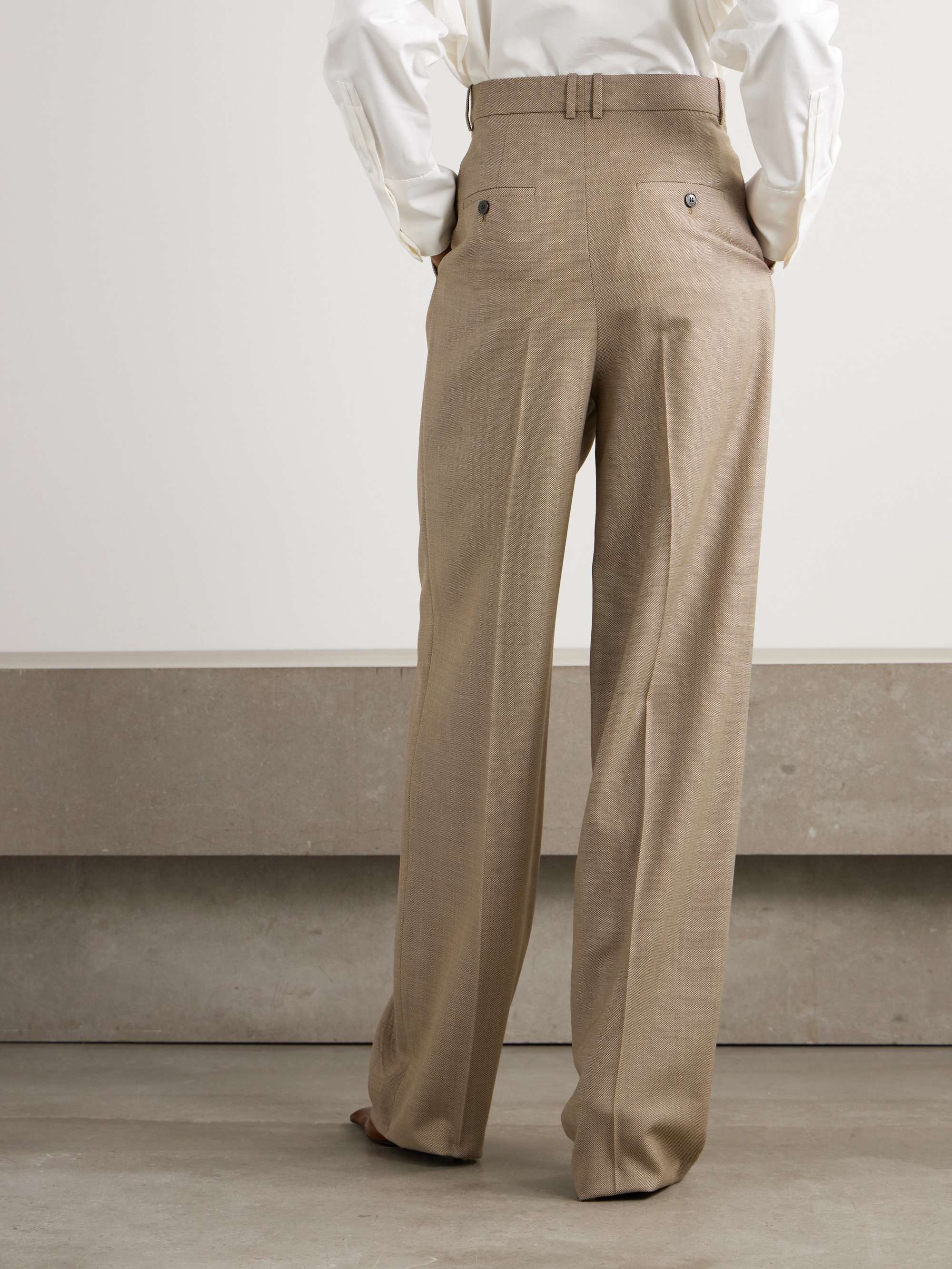 SAINT LAURENT Pleated wool-canvas wide-leg pants | NET-A-PORTER