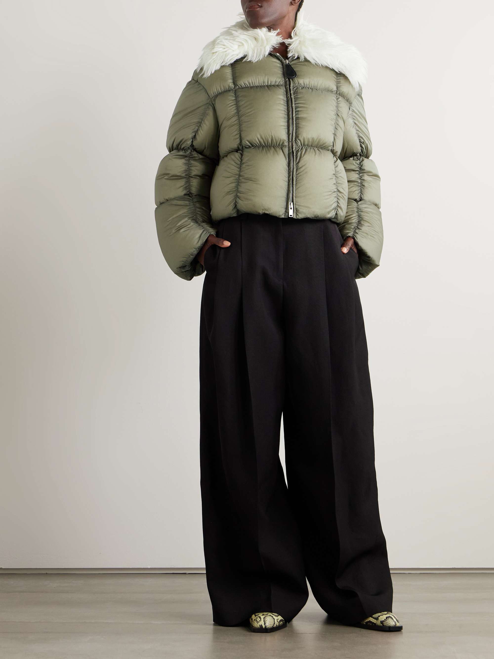 JIL SANDER Plush-trimmed padded quilted shell jacket | NET-A-PORTER