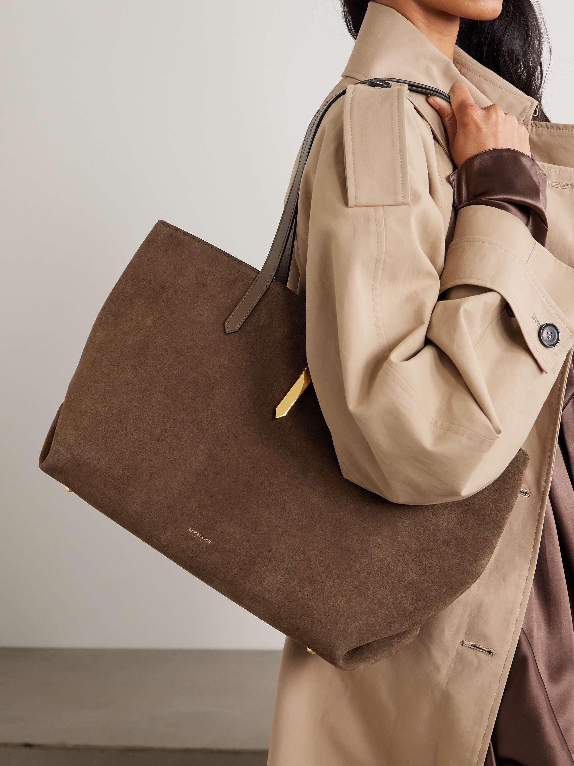 DEMELLIER Tokyo leather-trimmed suede tote | NET-A-PORTER