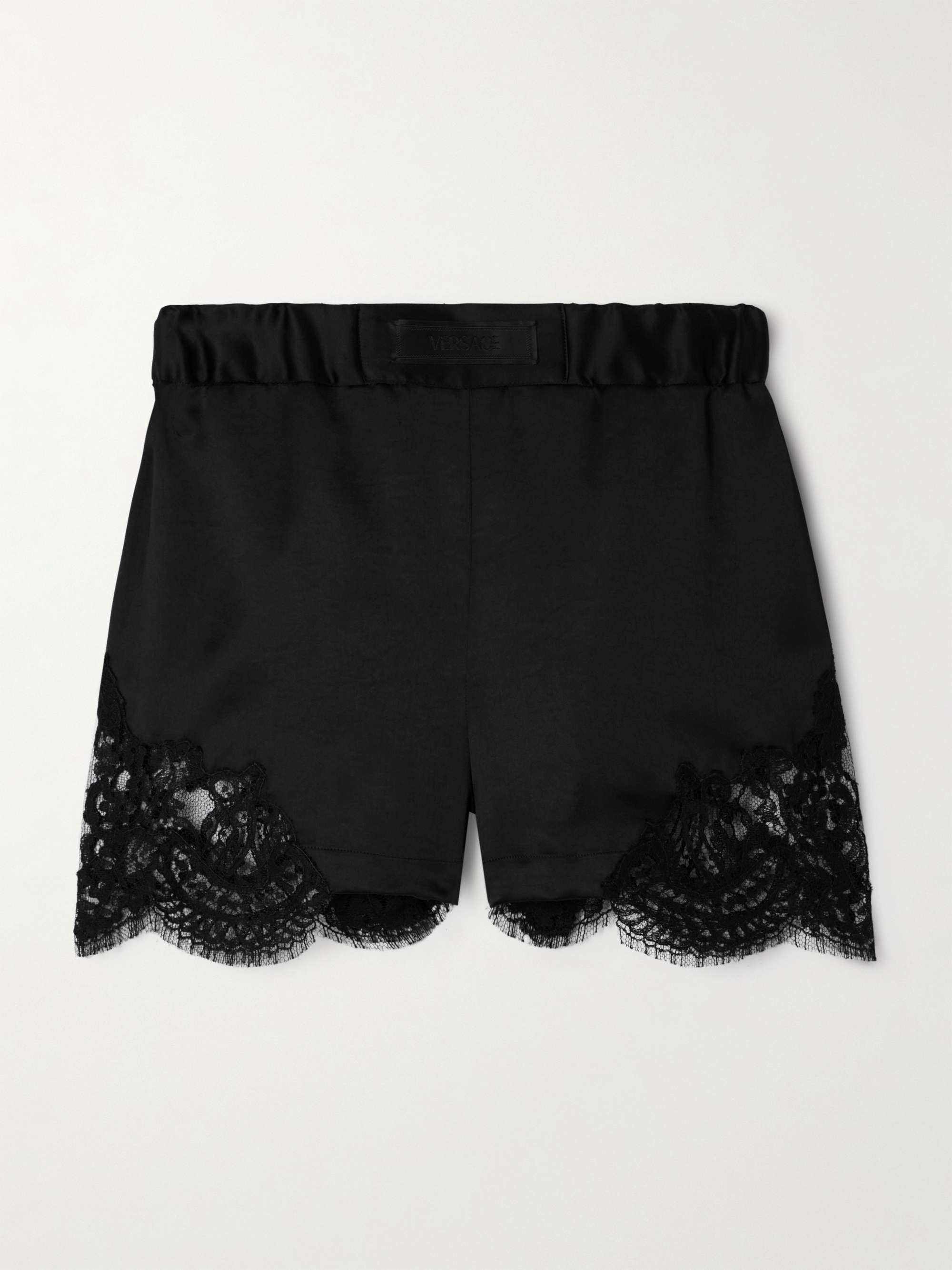 VERSACE Lace-paneled satin shorts | NET-A-PORTER