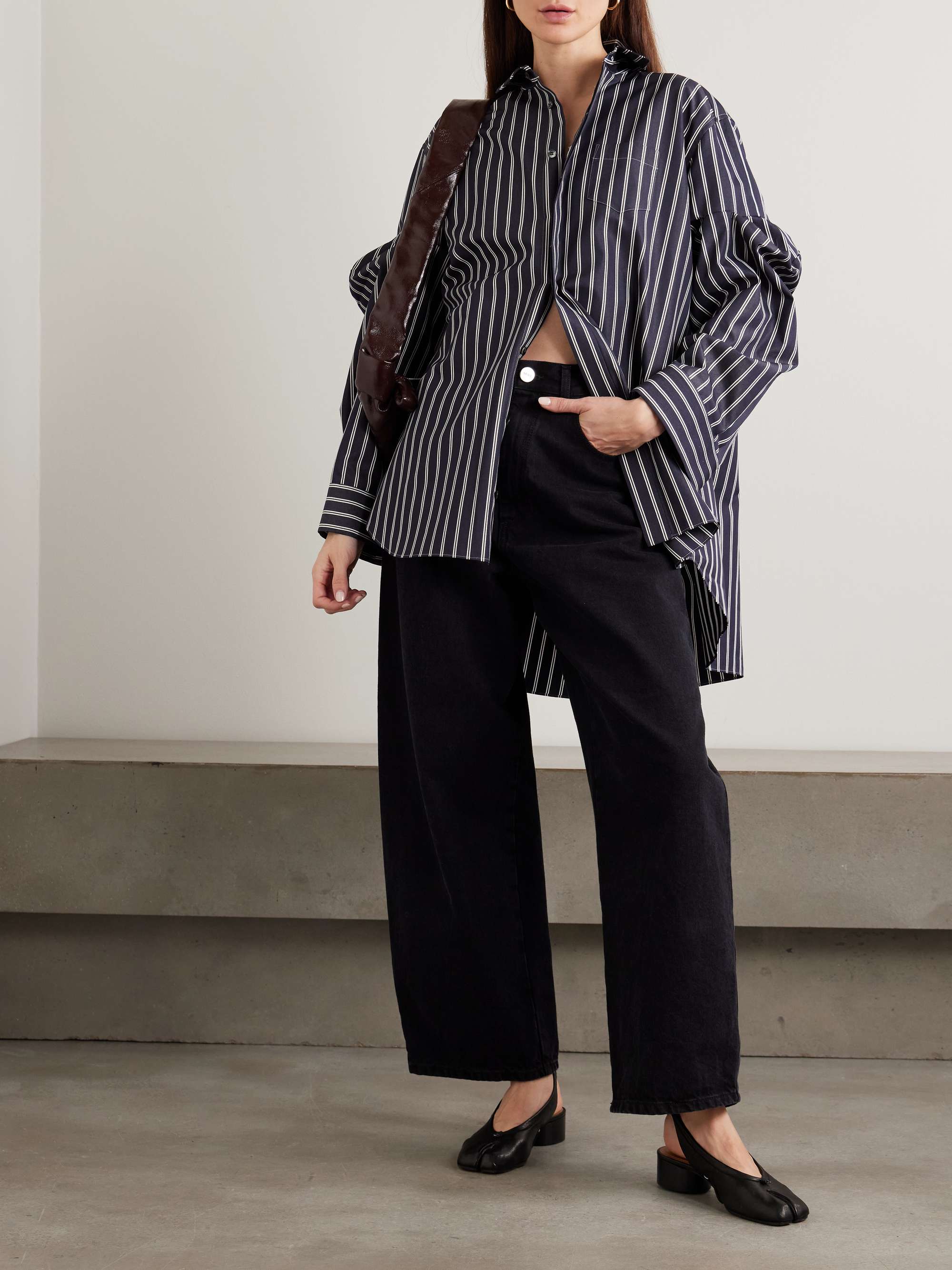 SACAI Oversized striped poplin shirt | NET-A-PORTER
