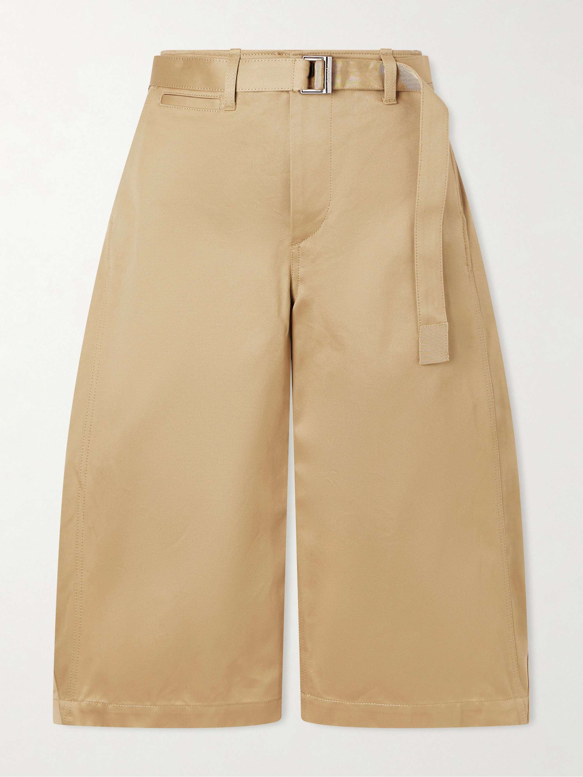 SACAI Cropped belted cotton-twill barrel-leg pants | NET-A-PORTER