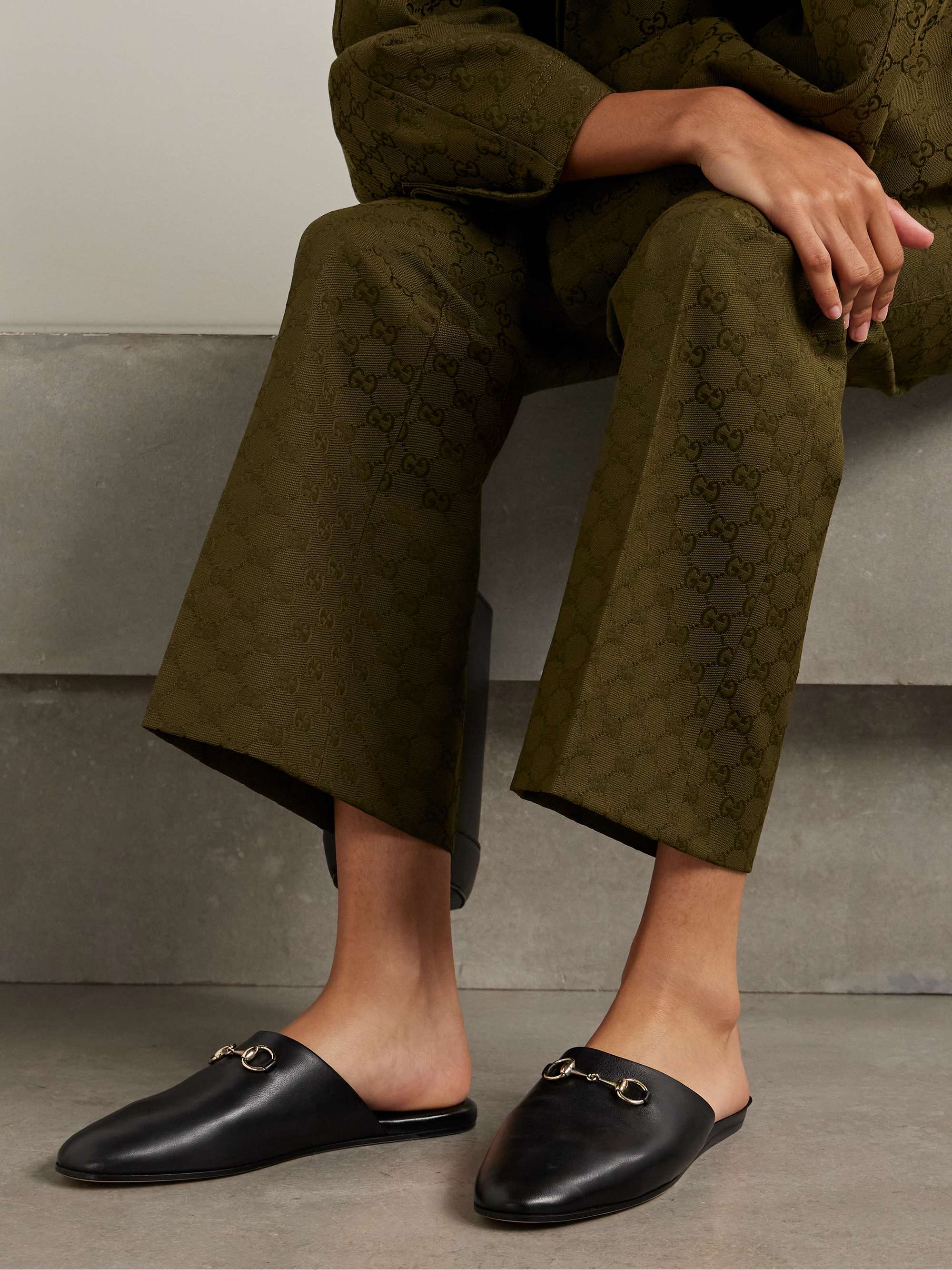 GUCCI Horsebit-detailed leather slippers | NET-A-PORTER