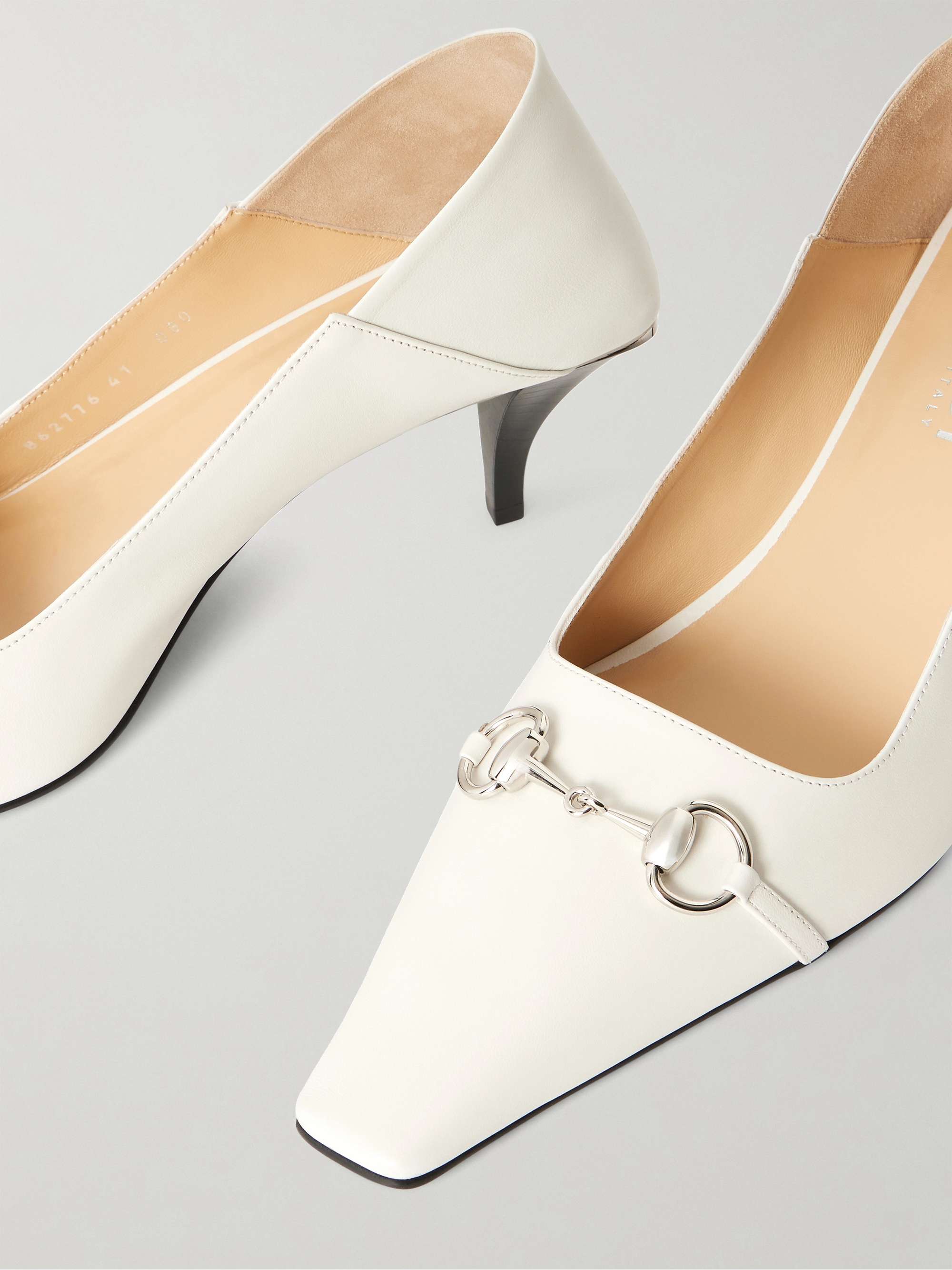 GUCCI Vittoria collapsible-heel horsebit-embellished leather pumps