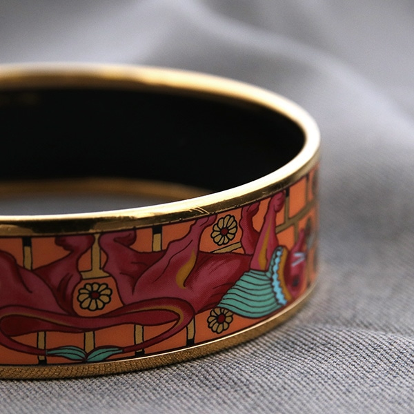 HERMES エルメス エマイユ GM バングル 中古(オレンジ): VINTAGE