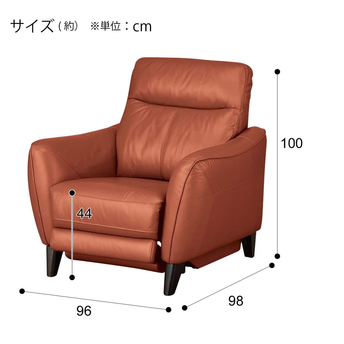 1人掛け電動リクライニングソファ 本革(一部合成皮革)タイプ (アネーロ