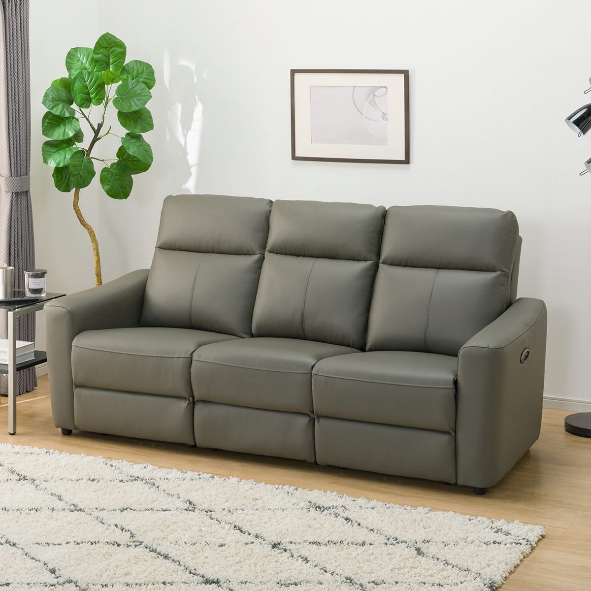 3人掛け電動リクライニングソファ 本革(一部合成皮革)タイプ (UM01 2