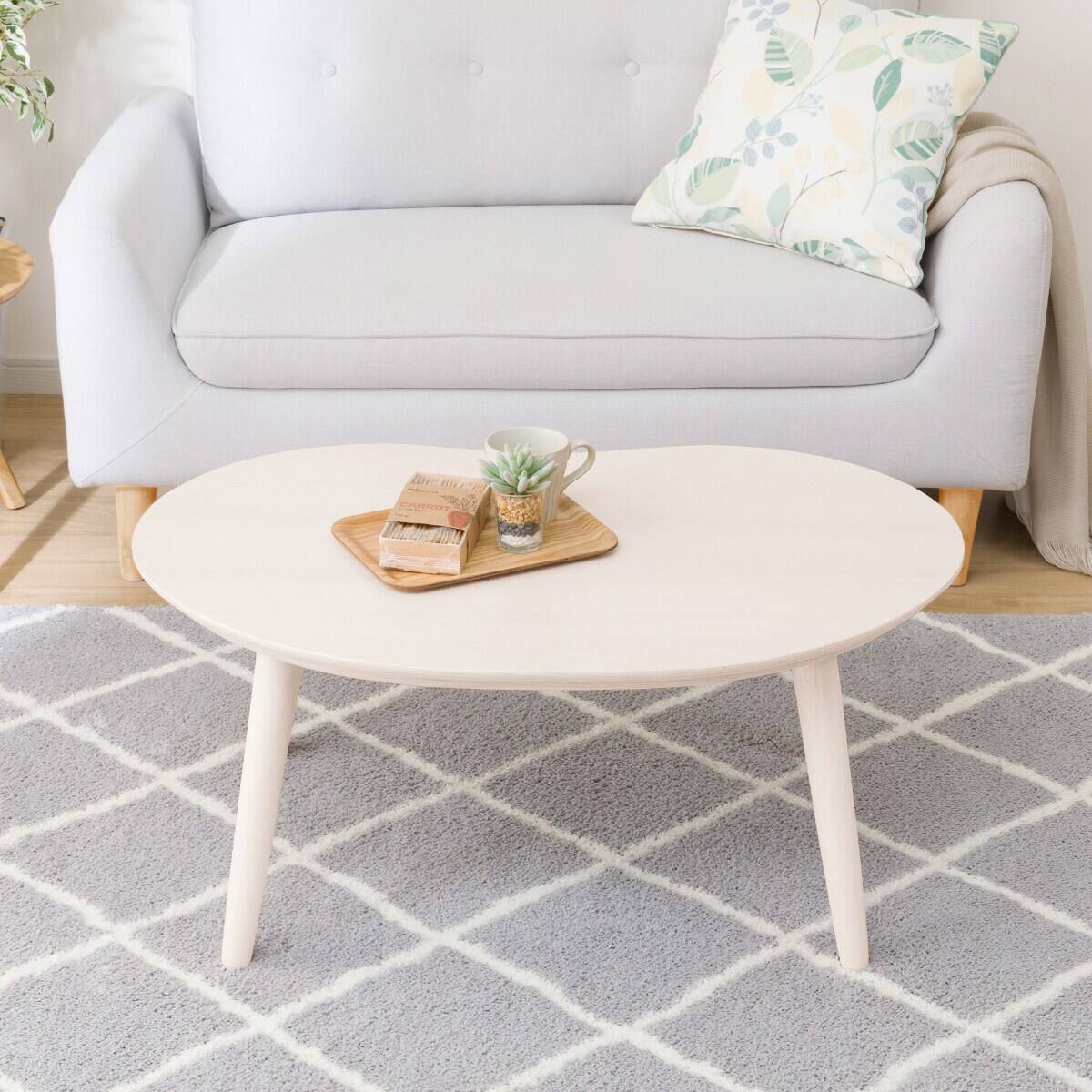 豆型リビングこたつ + 掛布団セット (GC03R 9060 WW/RB2510 正方形 MO