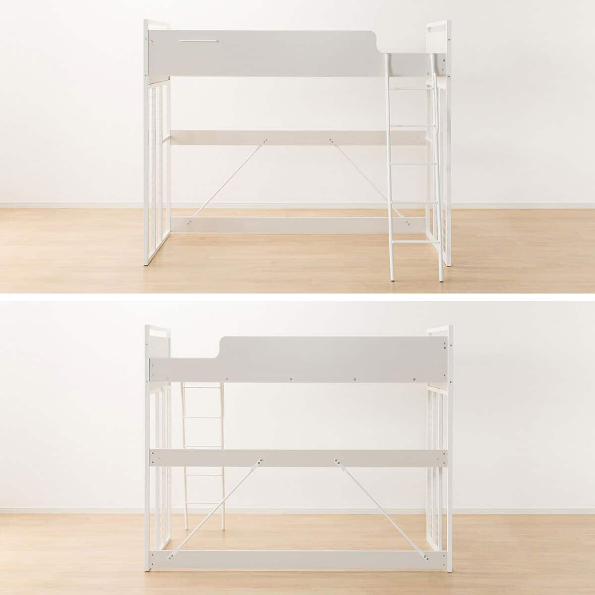 ロフトベッド + マットレスセット デスクライト付き (デニッシュ25N