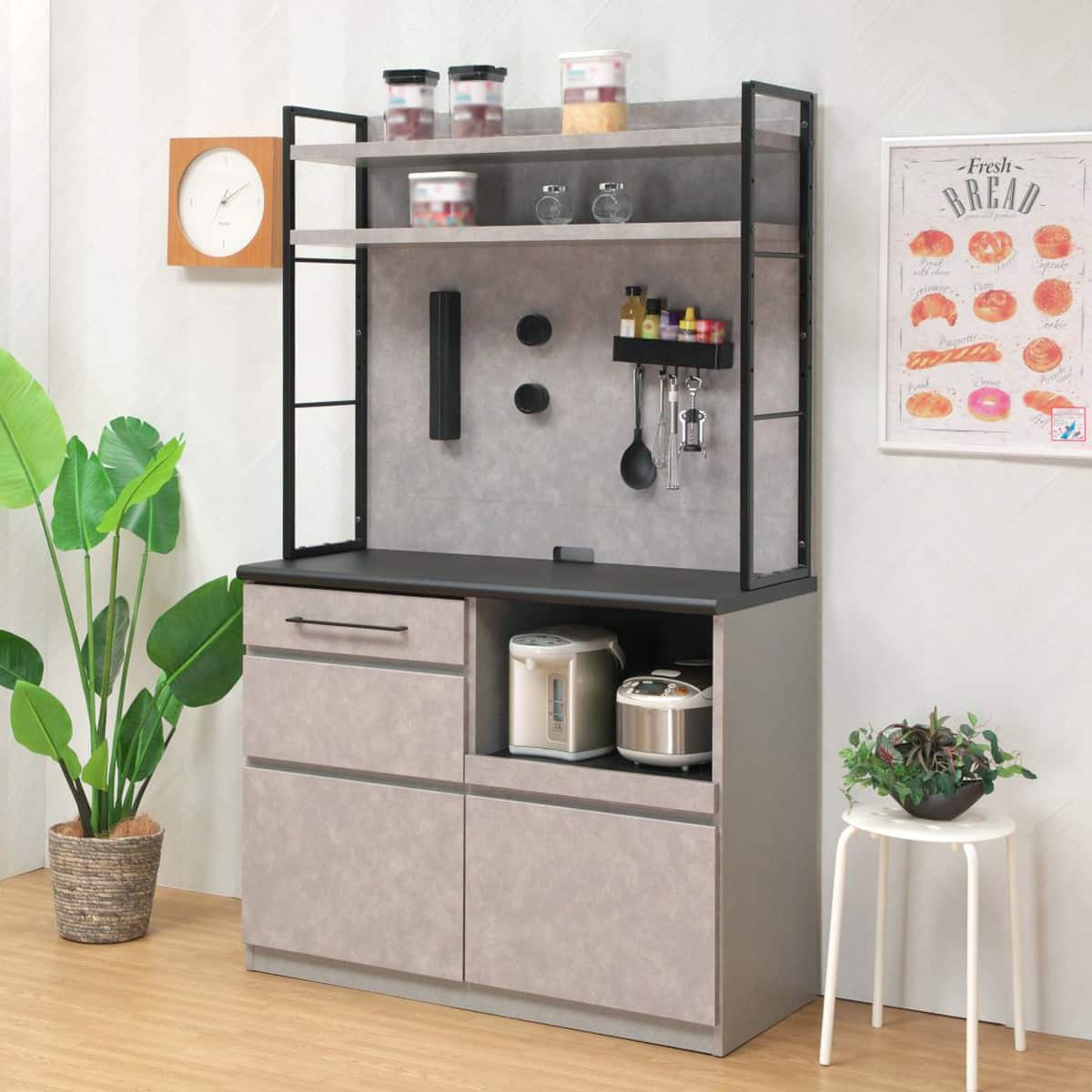 マグネットパネル付キッチンボード (幅110cm GY) | ニトリネット【公式