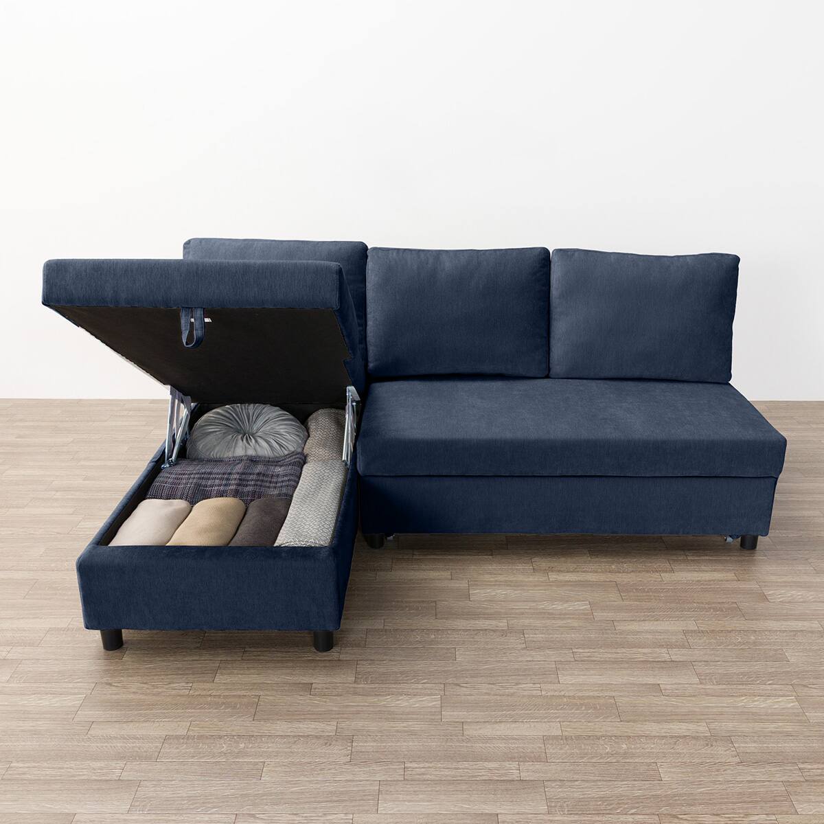 ベッドタイプカウチソファ 布張りタイプ(ノアーク3 右カウチ NV