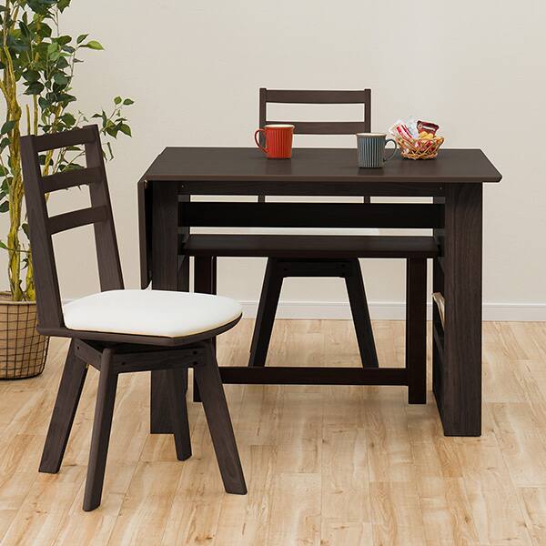 伸長式ダイニングテーブル4点セット(DTロピア2DBR/DCロピア2