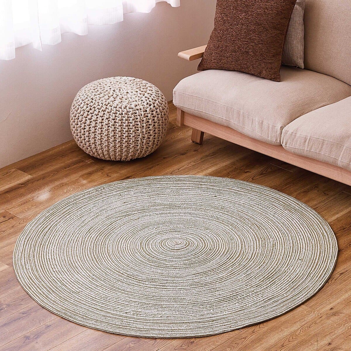 コットン100％の円形ラグ 140R GR | ニトリネット【公式】 家具