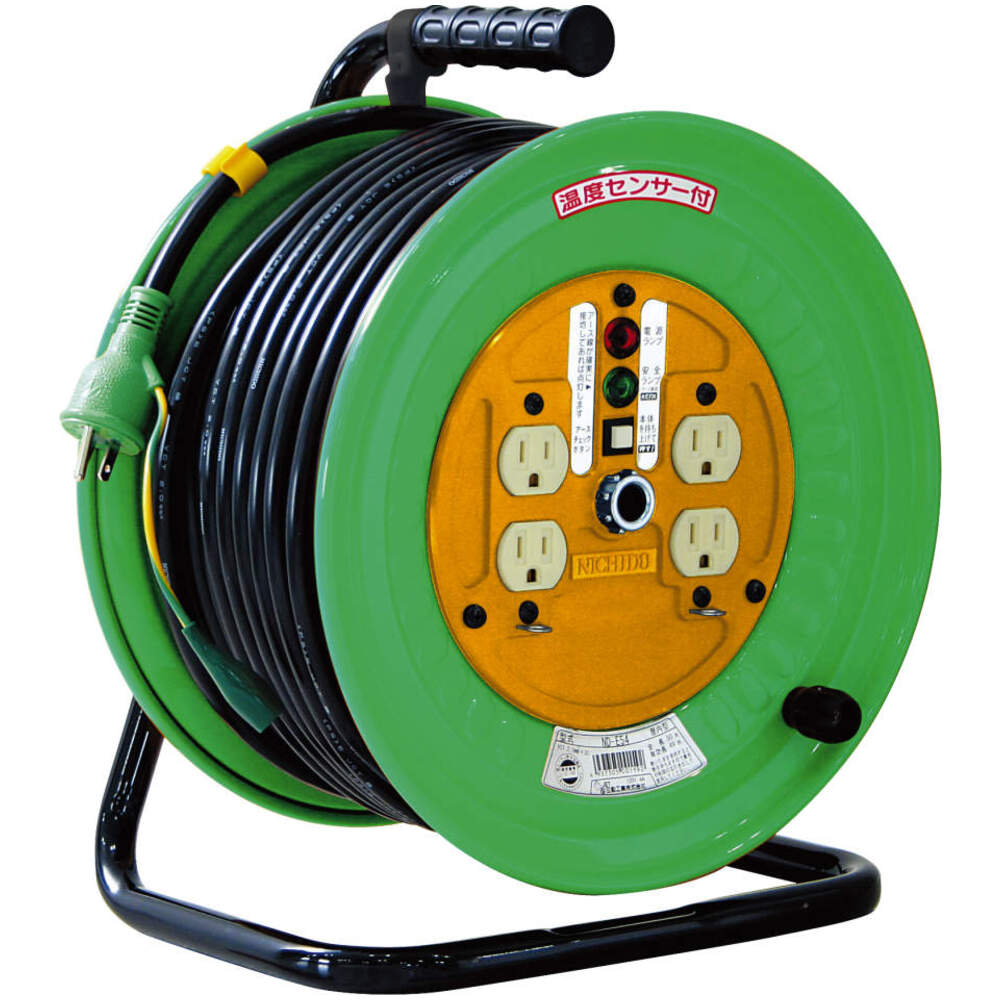 日動工業株式会社｜コードリール 100V 屋内用 アース付 温度センサー付 50m
